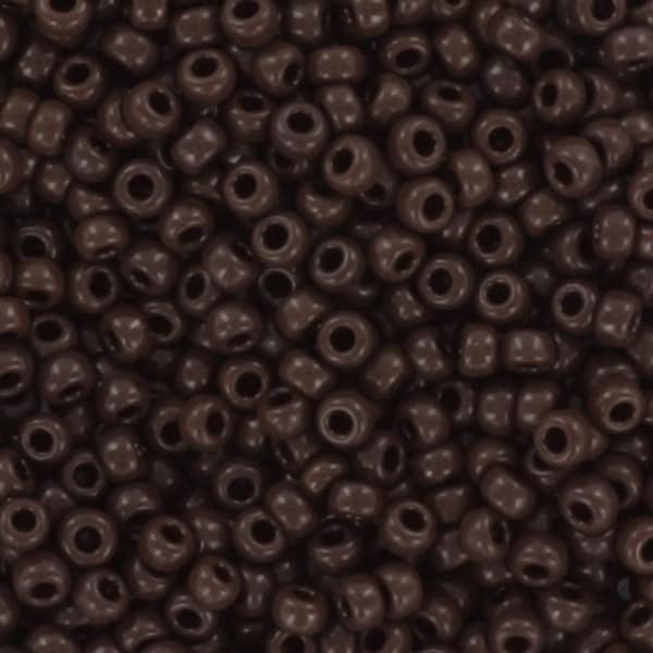10g Miyuki Rocailles opak Schokoladen braun Größe 11/0 409, Perlen aus Japan, runde Rocailles, opaque chocolate brown, satte Farben