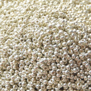 Perline di semi Miyuki da 10 g, in argento galvanizzato Duracoat, misura 11/0 4201, perline dal Giappone, perline rotonde rocailles, perline in argento Miyuki, piccole perline