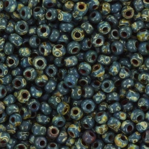 Perline di semi Miyuki 11/0, opaco picasso verde acqua scuro 4516 10g, Miyuki picasso verde, perline giapponesi, perline piccole da 2 mm, perline di semi blu marmorizzato