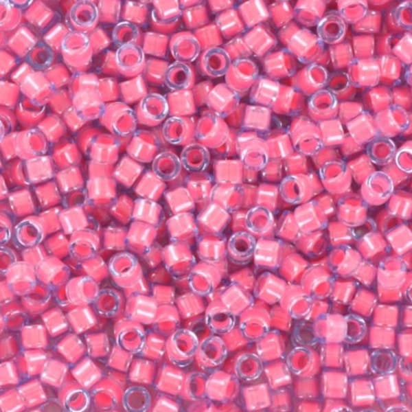 Miyuki Delica beads luminous pink taffy, 5g 11/0 color DB 2048, cylindrical beads, Miyuki pink beads, Miyuki neon pink