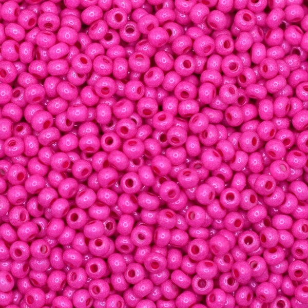 Preciosa Ornela 10/0 pink intensive dyed chalkwhite 16A26 20g, hot pink seed beads, bohemian beads, Czech seed beads