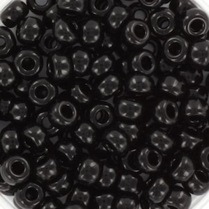 10g ミユキシードビーズ 6/0、不透明黒 401、日本製ビーズ、大粒黒ロカイユ、サイズ 4 mm、ポニービーズ
