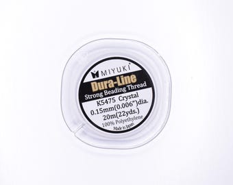 Filo per perline Miyuki Dura-Line da 20 metri, 0,15 mm, Cristallo, Filo 100% polietilene, Filo per perline bianco