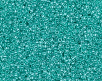 Preciosa Ornela 10/0 verde agua transparente 08358, 20 g, cuentas de cristal teñidas con perla verde terra, cuentas boho, turquesa transparente