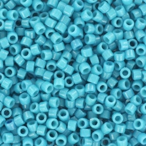 Miyuki Delica beads duracoat opaque dyed azure, 5g 11/0 color DB 2133, cylindrical beads, Miyuki opaque teal DB2133, Miyuki Delica Blue