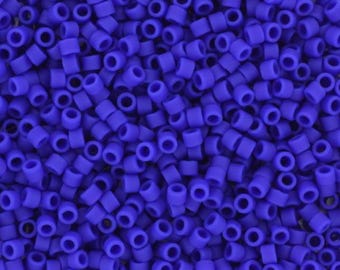 Miyuki Delica beads opaque matte cobalt blue, 5g 11/0 DB756, cylindrical beads, size 1.6mm, dark blue Miyuki, color DB0756, royal blue, 756