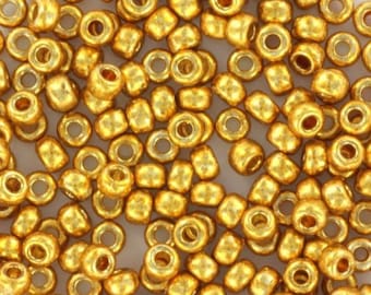 10g Miyuki seed beads duracoat galvanized gold size 8/0 4202, beads from japan, round rocailles, high quality beads, 3mm big gold beads