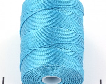 5 meters C-lon bead cord 0.5 mm Cyan, macrame cord turquoise blue, micro macrame nylon cord, kumihimo yarn, blue C Lon thread, light blue