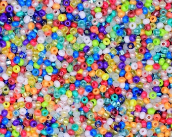 プレシオサ オルネラ レインボービーズミックス 20g、サイズ 10/0 カラフルシードビーズ、カラフルロカイユ、チェコガラスビーズ、ビーズスープ、不透明ビーズ