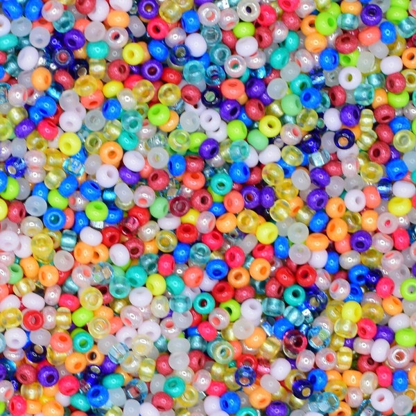 Preciosa Ornela rainbow bead mix 20g, size 10/0 colorful seed beads, colorful rocailles, Czech glass beads, bead soup, opaque beads