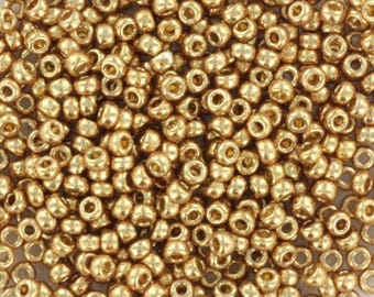 Cuentas Miyuki de 10 g, color champán galvanizado con revestimiento de duracoat, tamaño 11/0 4204, cuentas japonesas, cuentas redondas, pequeñas cuentas doradas.