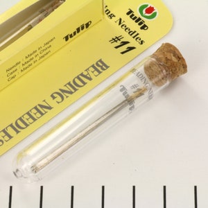 Set di 4 aghi per perline Tulip #11, aghi per perline da 48,5 mm, spessore 0,41 mm, ago duro, ago lungo, ago per perline misura 11