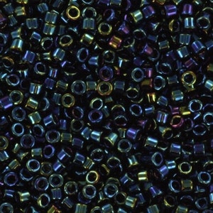 Perles Miyuki Delica iris métalliques bleu foncé, couleur DB 2, 5 g taille 11/0, perles du japon, Miyuki DB2, perles cylindriques Miyuki