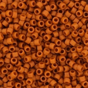 Miyuki Delica beads opaque glazed frosted burnt orange, 5g 11/0 DB2287, cylindrical beads, DB 2287 miyuki delica orange, matte brown
