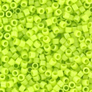 Miyuki Delica beads opaque chartreuse green, 5g 11/0 DB733, cylindrical beads, opaque green Miyuki, color DB 733, Delica light green
