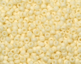 Miyuki seed beads 11/0, opaque matte cream 2021, 10g japanese beads, cream beads, size 2mm, off white beads, Miyuki matte light cream