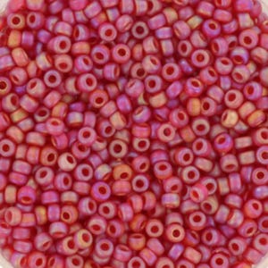 Perline Miyuki 11/0, trasparenti opache AB rubino 141FR, perline giapponesi, rocailles rotonde, rosso satinato, misura 11 2 mm, rosso AB