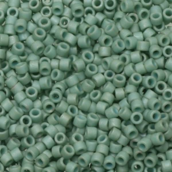 Miyuki Delica beads opaque matte luster sea foam, 5g 11/0 DB0374, cylindrical beads, 1.6mm beads, light green Miyuki, color DB 374
