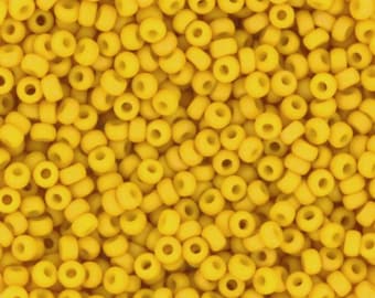 Rocailles Miyuki 11/0, canari mat opaque 2311 10 g, perles du japon, perles jaune moutarde, taille 2 mm, rocailles rondes jaune mat