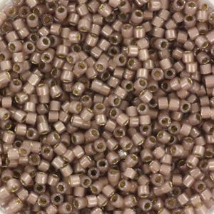 Miyuki Delica beads silverlined opal cinnamon, light brown, 5g 11/0 color DB 1460, cylindrical beads, silverlined milky brown DB1460