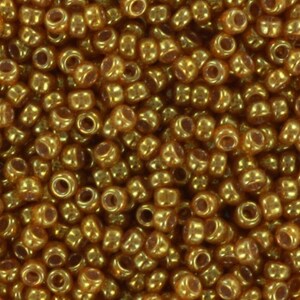 Perline di semi Miyuki 11/0, Ceylon Translucent Spice 2372 10g, perline giapponesi, perline marroni, misura 2 mm, rocailles rotonde dorate caramello