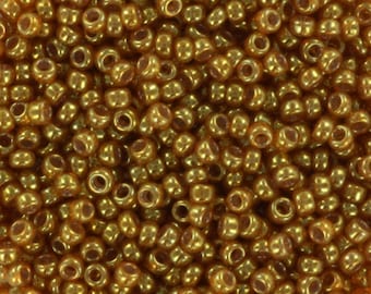 Miyuki seed beads 11/0, ceylon translucent spice 2372 10g, japanese beads, brown beads, size 2mm, gold round rocailles caramel