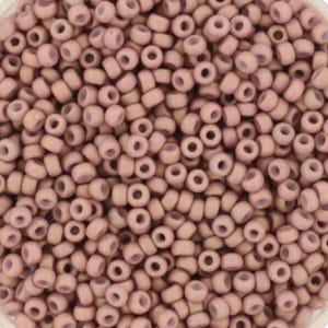 Perline Miyuki 11/0, opache, color malva polvere 2027, 10 g, perline giapponesi, perline viola chiaro, misura 11/0, 2 mm, rocailles rotonde rosa