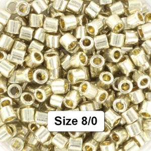 Size 8/0 Miyuki Delica beads duracoat galvanized silver, 5g DB 1831, Large Delicas, metallic colors, Miyuki seed beads