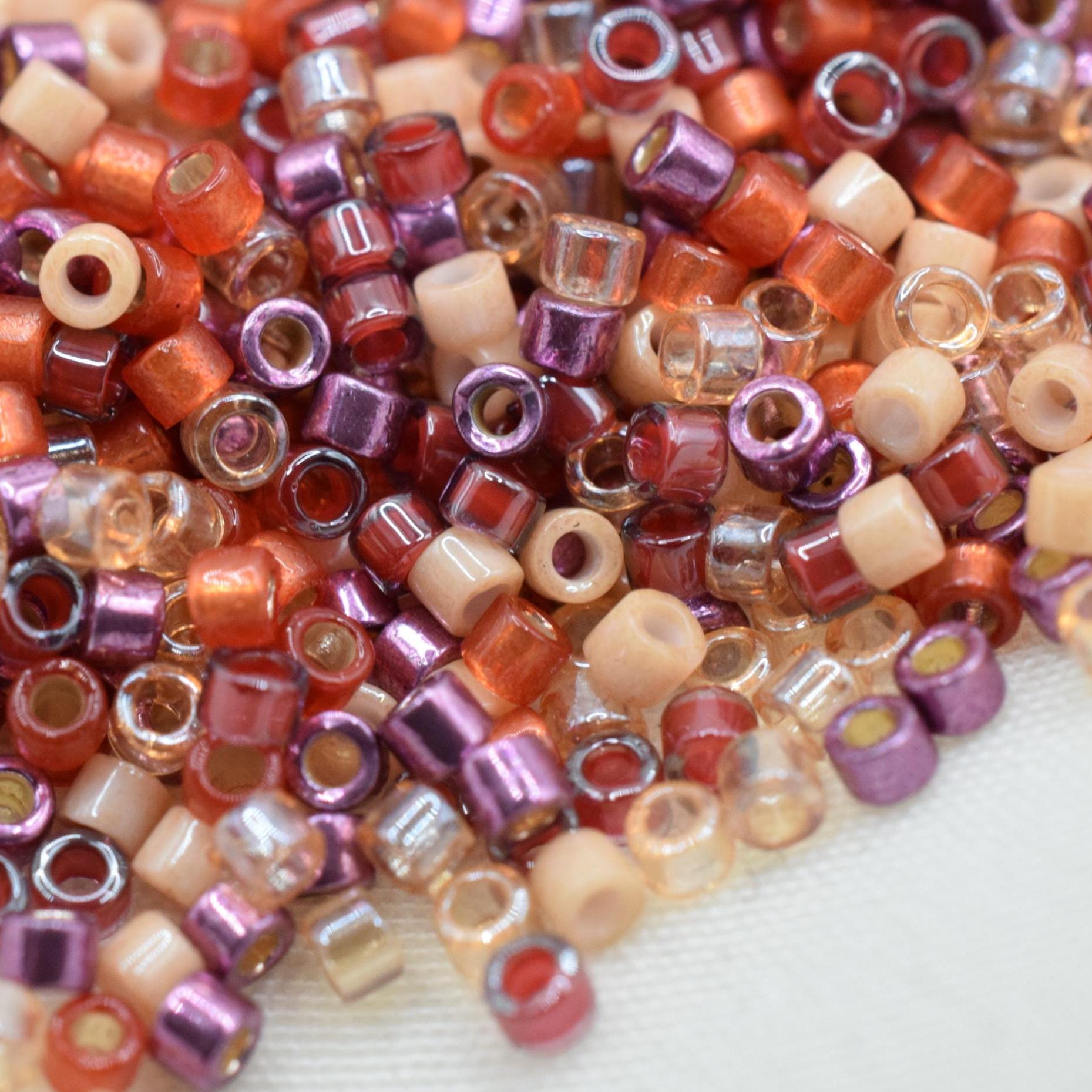 Miyuki Delica Beads Mix, Rosy Ember, 5g Size 11/0, Japanese Beads