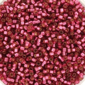 Miyuki Delica beads duracoat silverlined dyed petunia, 5g 11/0 DB2161, cylindrical beads, transparent pink Miyuki, DB 2161, dark pink