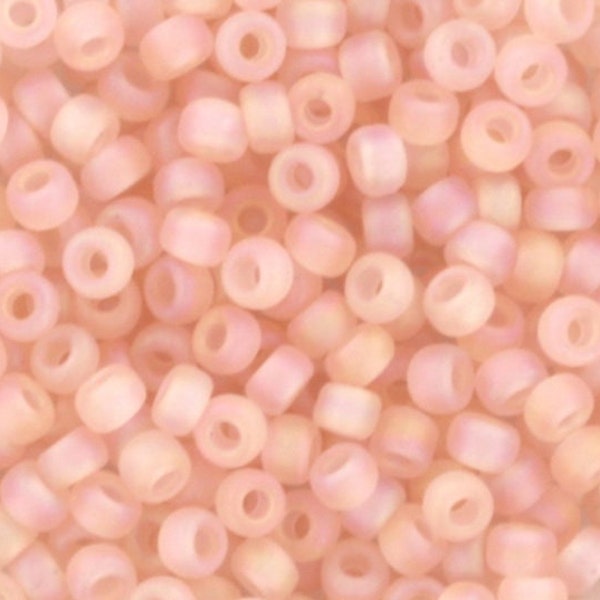 10g Miyuki seed beads 8/0, transparent matte ab light tea rose 155FR, japanese beads high quality, light pink beads, size 8 3mm, frosted