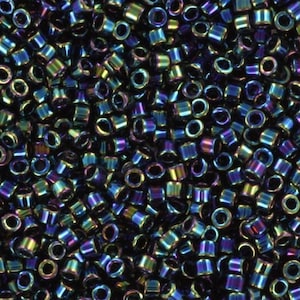 Perles Miyuki Delica métalliques iris bleu panaché, couleur DB 0005, 5 g taille 11/0, perles du japon, Miyuki DB-5, perles Miyuki cylindriques