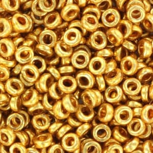 Perline distanziatrici Miyuki da 5 g, 3 x 1,3 mm, oro galvanizzato duracoat, colore 4202, perline dal Giappone, perline a forma di ciambella