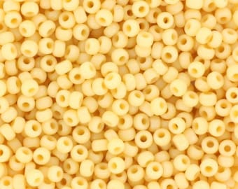 10g Miyuki seed beads 11/0, opaque pear 493, japanese beads, off white beads, size 11 2mm, ivory rocailles, light yellow, beige beads