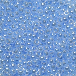 Perline di semi Miyuki da 10 g 11/0, blu cielo ceylon 524, perline giapponesi, perline blu, misura 11 2 mm, rocailles lucide, perline lisce, perline blu Miyuki