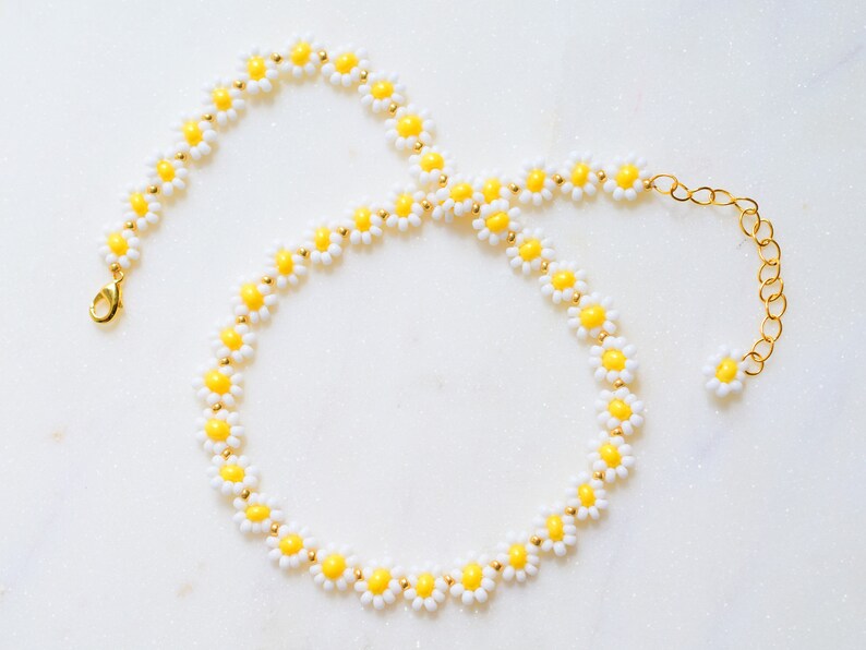 Beaded Necklace for Women Daisy Chain Flower Necklace Etsy