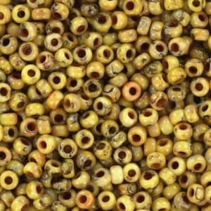 Perline Miyuki 11/0, giallo picasso opaco 4512 10 g, perline giapponesi, perline piccole da 2 mm, perline beige marmorizzate, forniture per bigiotteria fai da te