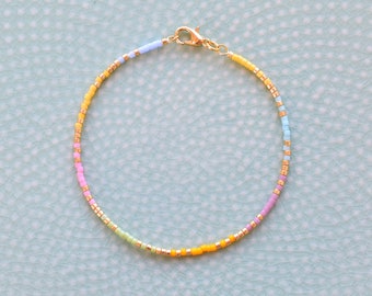 Colorful beaded bracelet mixed beads, dainty bracelet Miyuki Delica, birthday gift for best friend, friendship bracelet, rainbow bracelet