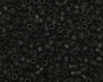 Miyuki Delica beads opaque matte black, size 11/0 color DB 310, Japanese beads, cylindrical beads, Miyuki DB310