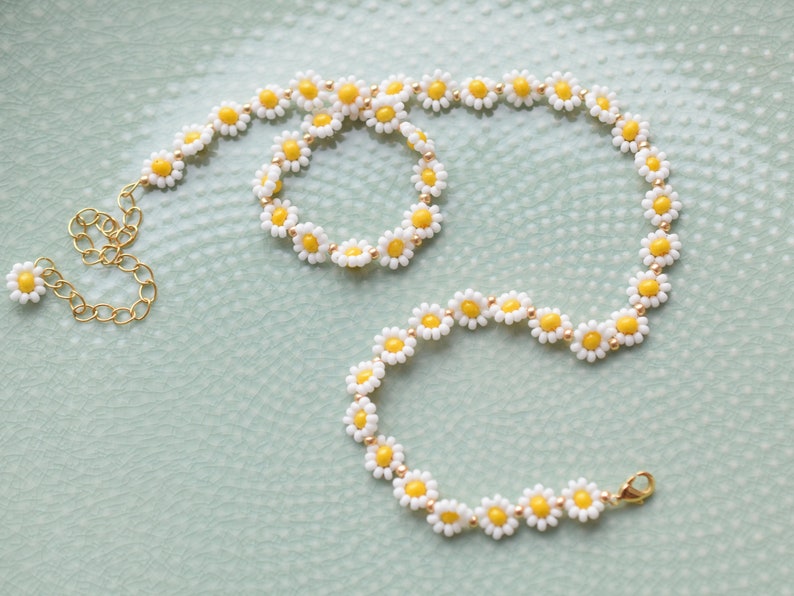 Beaded Necklace for Women Daisy Chain Flower Necklace Etsy
