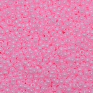 Miyuki seed beads 11/0, baby pink luster 428, 10g japanese beads, round rocailles, glossy pink, size 11 2mm, Miyuki pink, small seed beads