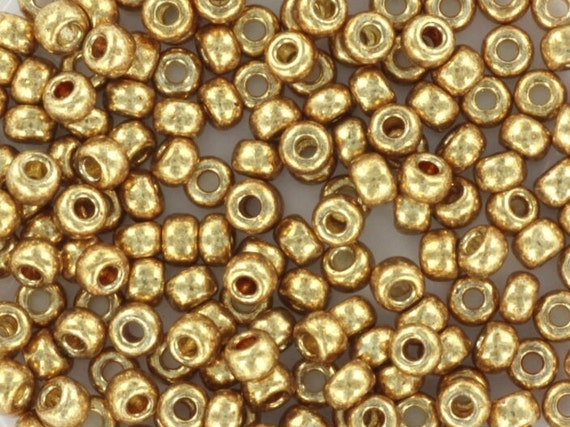 Miyuki Seed Beads Duracoat Galvanized Champagne Gold Size 8/0 4204, Round  Rocailles, 3mm Big Gold Seed Beads, Japanese Beads, Glass Beads 
