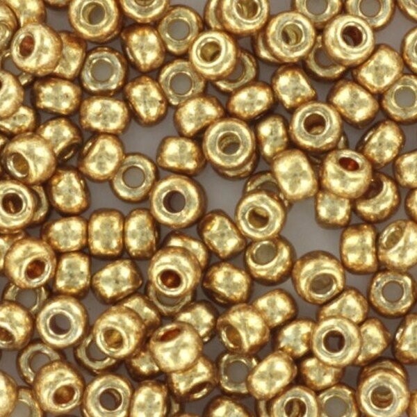 Miyuki-Rocailles Duracoat verzinkt Champagnergold Größe 8/0 4204, runde Rocailles, 3 mm große goldene Rocailles, japanische Perlen, Glasperlen