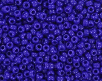 10g Miyuki seed beads 11/0, opaque cobalt blue color 414, japanese beads, dark blue, 2mm round rocailles, Miyuki blue beads