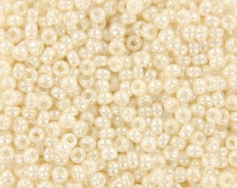 Miyuki seed beads 11/0, ceylon antique ivory pearl 592, 10g japanese beads, cream beads, size 2mm,off white beads, Miyuki glossy light cream
