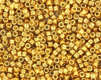 Miyuki Delica beads duracoat galvanized gold, 5g 11/0 DB 1832, beads for jewelry making, beads from japan, uniform cylindrical beads