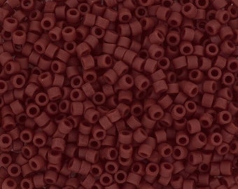 Miyuki Delica beads opaque matte currant, 5g 11/0 DB1584, cylindrical beads, matte brown Miyuki beads, color DB 1584, Miyuki matte dark red