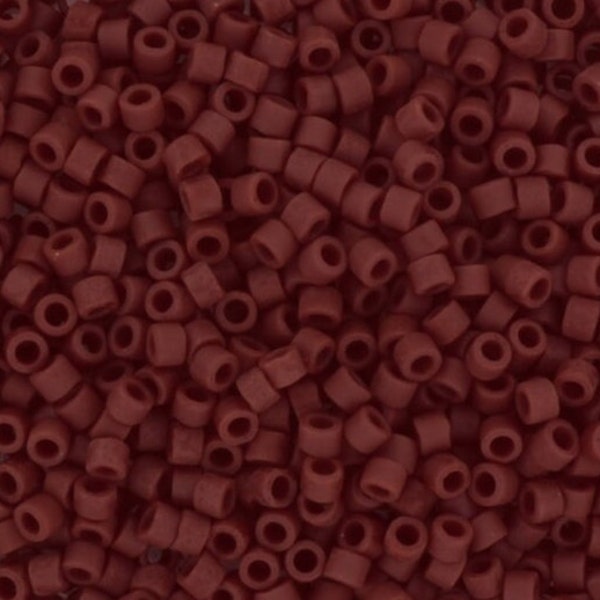 Miyuki Delica beads opaque matte currant, 5g 11/0 DB1584, cylindrical beads, matte brown Miyuki beads, color DB 1584, Miyuki matte dark red