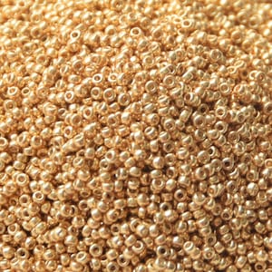 Perline di semi Miyuki Duracoat galvanizzate oro taglia 15/0 4202, perline dal Giappone, rocailles rotonde, perline di alta qualità, piccole perline d'oro