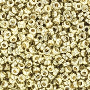 Perline distanziatrici Miyuki da 5 g, 2,2 x 1 mm, argento zincato Duracoat, colore 4201, perline dal Giappone, perline a forma di ciambella